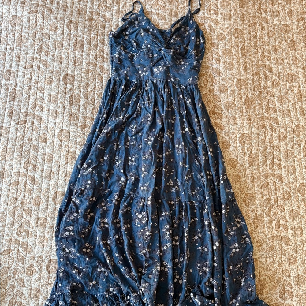 Angie A Line Floral Blue Midi Sundress